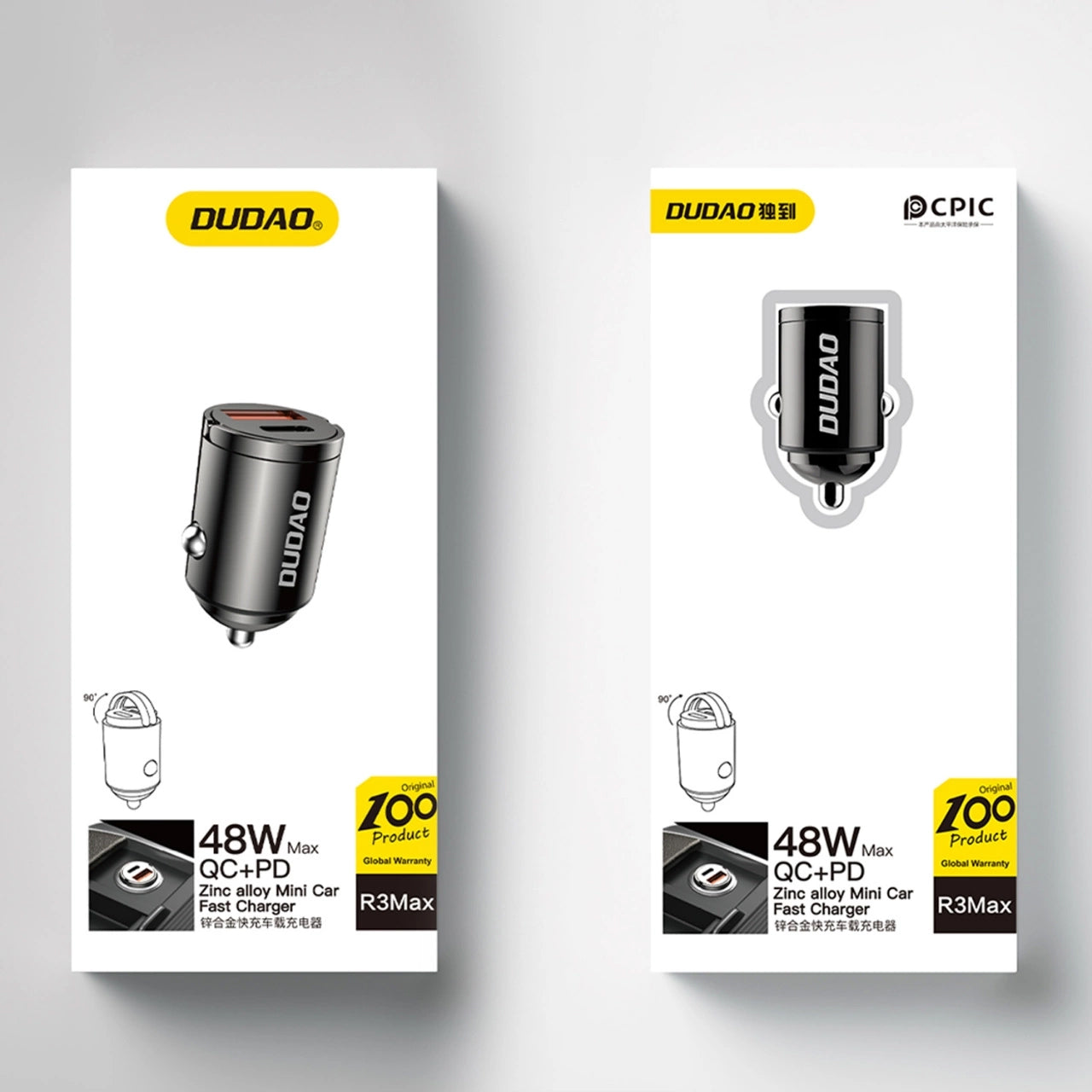 Auto-Ladegerät Dudao R3MAX, 48W, 3A, 1 x USB-A - 1 x USB-C, Schwarz