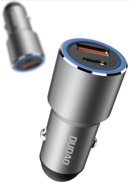Auto-Ladegerät Dudao R4PQ NM, 22,5W, 3A, 1 x USB-A - 1 x USB-C, Grau