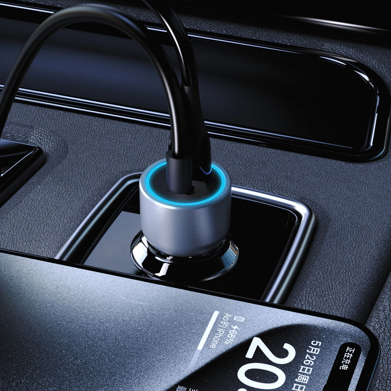 Autoladegerät Dudao R4T, 30W, 3A, 1 x USB-A - 1 x USB-C, Grau 