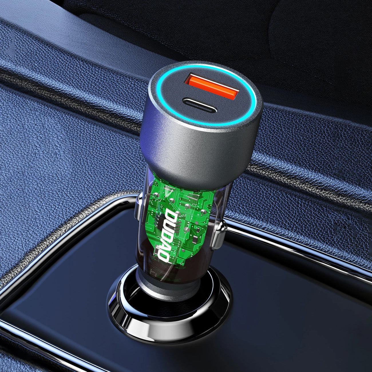 Autoladegerät Dudao R4T, 30W, 3A, 1 x USB-A - 1 x USB-C, Grau 