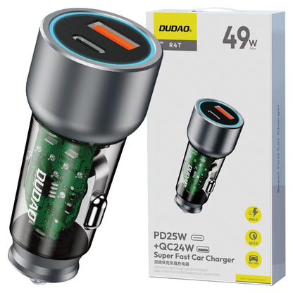 Autoladegerät Dudao R4T, 30W, 3A, 1 x USB-A - 1 x USB-C, Grau 