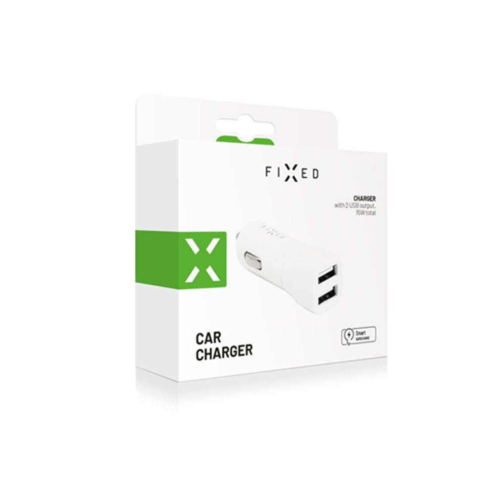 Auto-Ladegerät Fixed, 15.5W, 3A, 2 x USB-A, Weiß