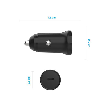 Auto-Ladegerät Fixed, 30W, 3A, 1 x USB-C, Schwarz