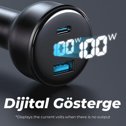 Auto-Ladegerät HAVIT CC100W Display, 100W, 5A, 1 x USB-A - 1 x USB-C, Schwarz