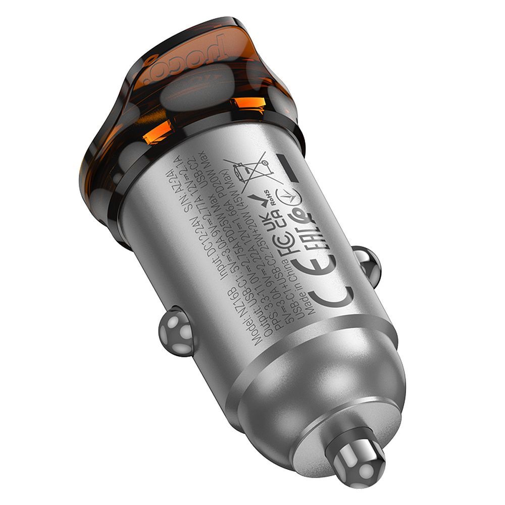 Auto-Ladegerät HOCO NZ16B, 45W, 3A, 2 x USB-C, Grau