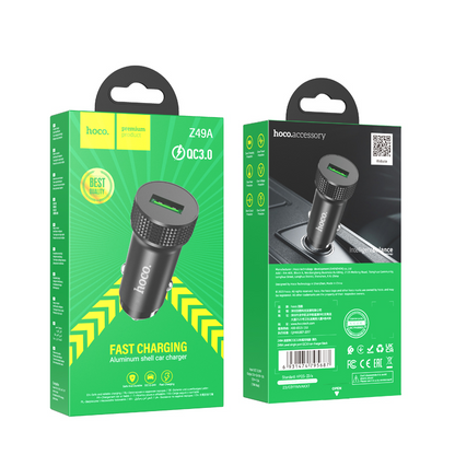 HOCO Z49A Car Charger, 18W, 3A, 1 x USB-A, Black