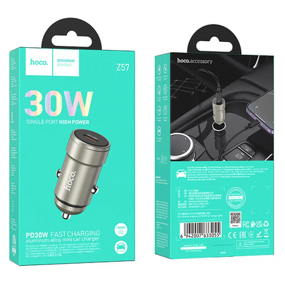HOCO Z57 Car Charger, 30W, 3A, 1 x USB-C, Gray