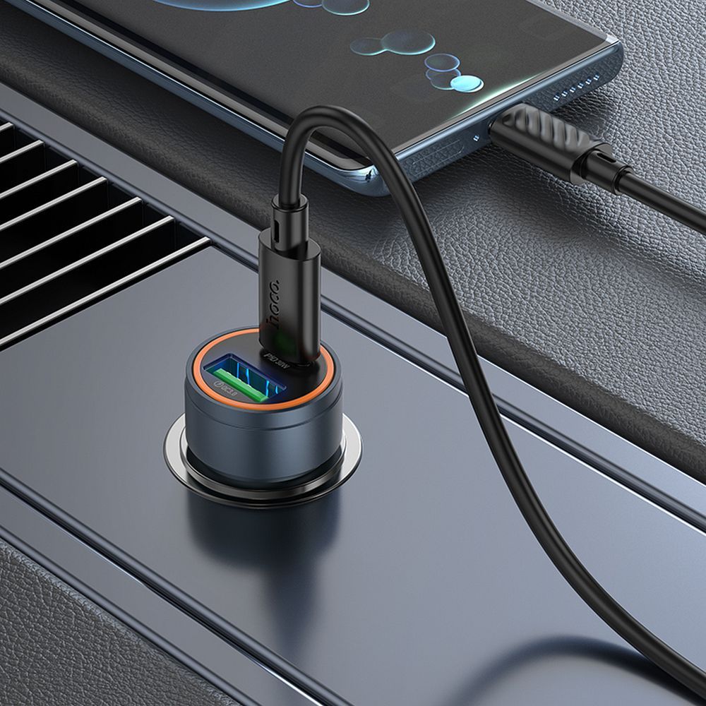 Auto-Ladegerät HOCO Z57A, 30W, 3A, 1 x USB-A - 1 x USB-C, Grau