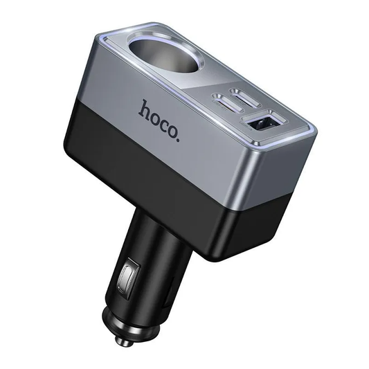 Auto-Ladegerät HOCO Z65A, 165W, 3A, 1 x Zigarettenanzünder-Erweiterung - 1 x USB-A - 2 x USB-C, Schwarz