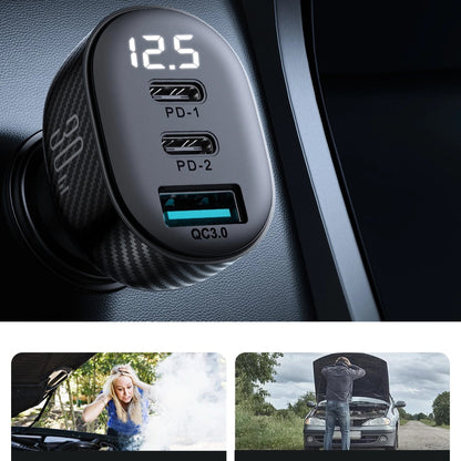 Auto-Ladegerät Joyroom JR-CCD04, 30W, 3A, 1 x USB-A - 2 x USB-C, Schwarz