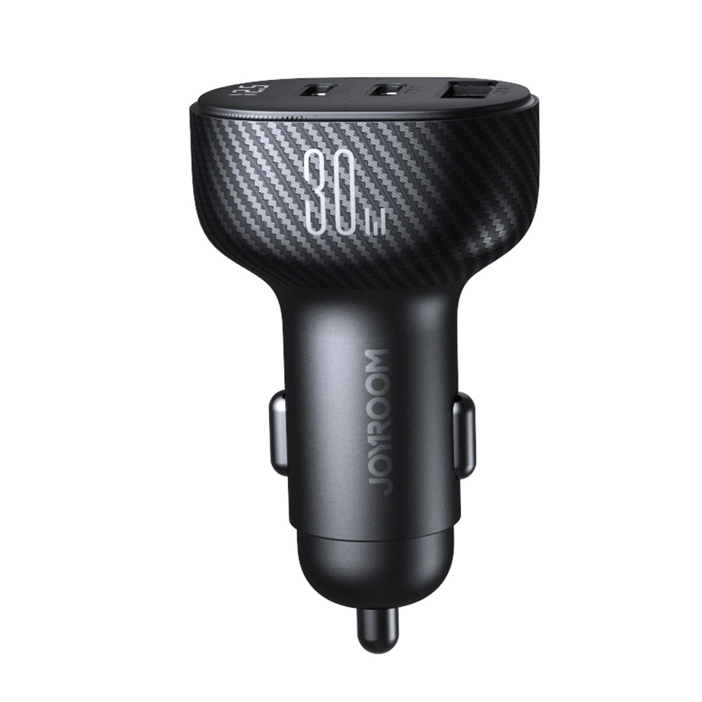 Auto-Ladegerät Joyroom JR-CCD04, 30W, 3A, 1 x USB-A - 2 x USB-C, Schwarz