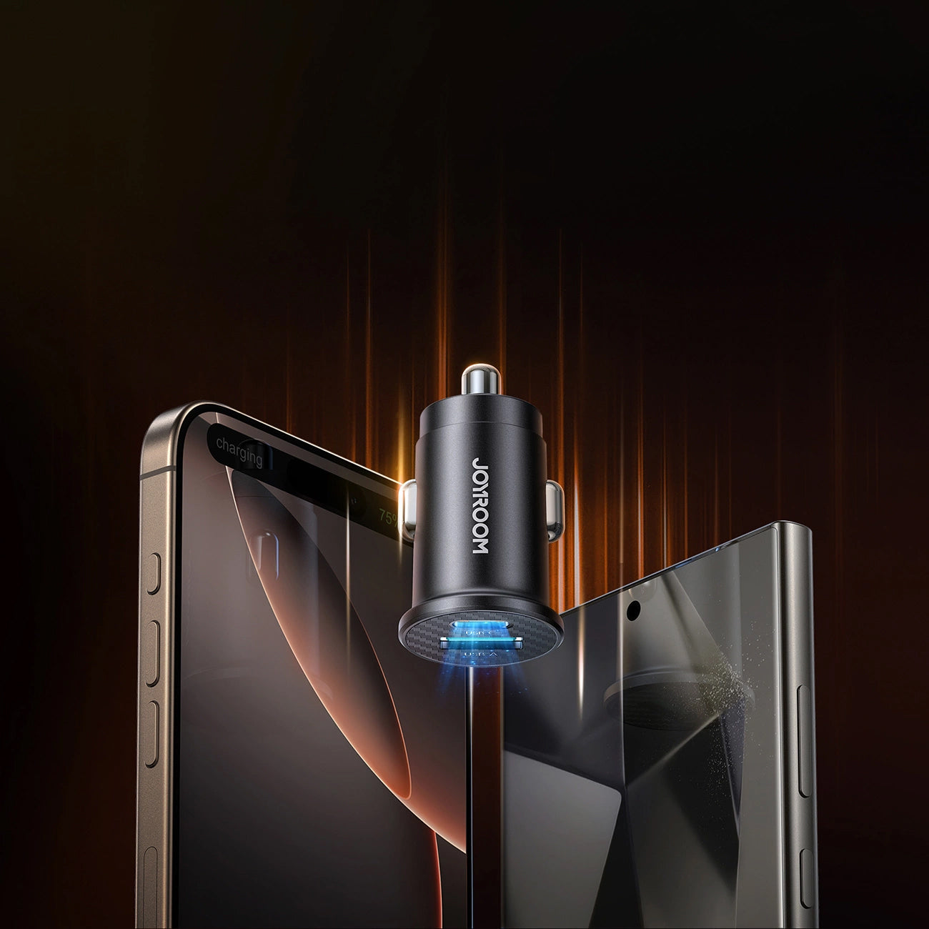 Auto-Ladegerät Joyroom JR-CCN16 Mini, 12W, 2.4A, 1 x USB-A - 1 x USB-C, Schwarz