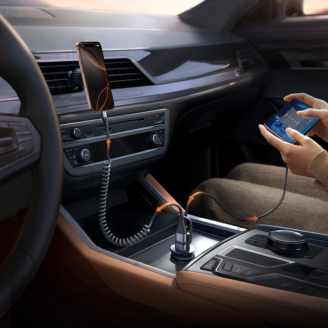Auto-Ladegerät Joyroom JR-CCN16 Mini, 12W, 2.4A, 1 x USB-A - 1 x USB-C, Schwarz