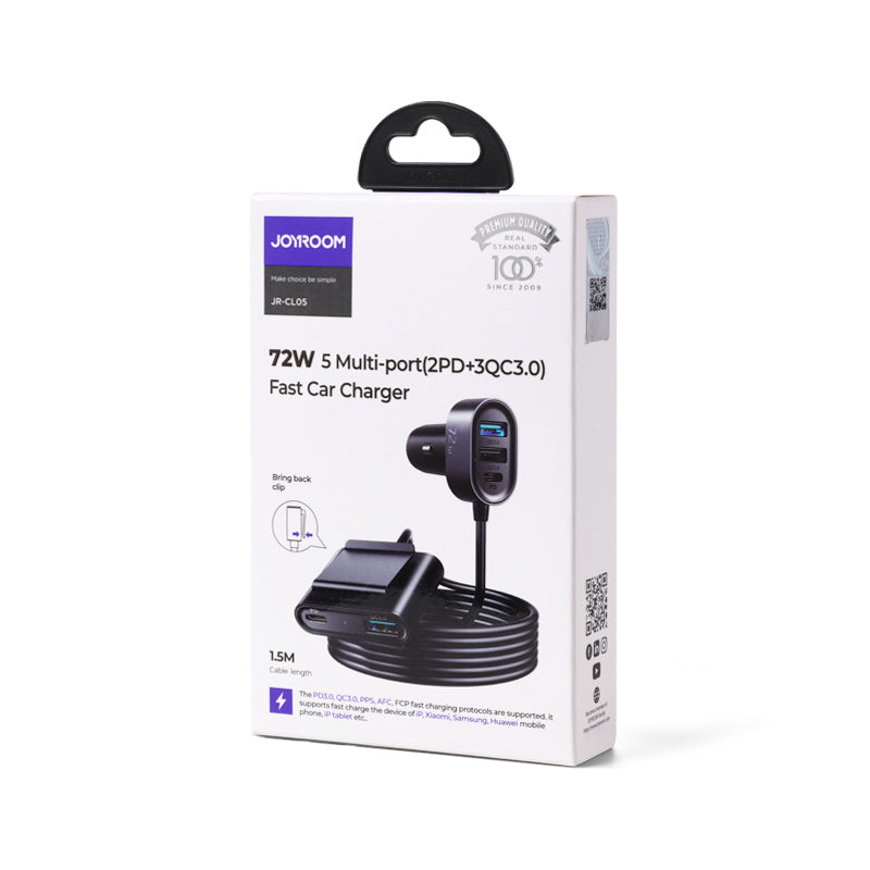 Auto-Ladegerät Joyroom JR-CL05, 72W, 3A, 2 x USB-C - 3 x USB-A, Schwarz