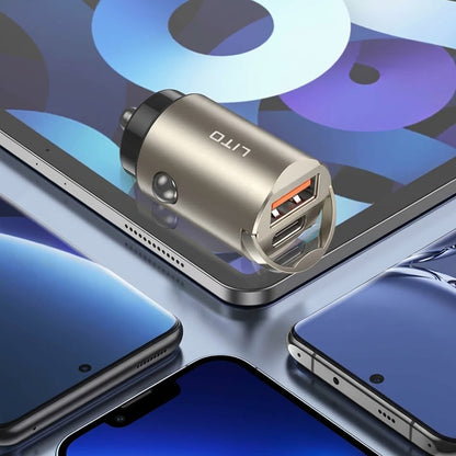 Lito IN-C03 Car Charger, 30W, 3A, 1 x USB-A - 1 x USB-C, Grey
