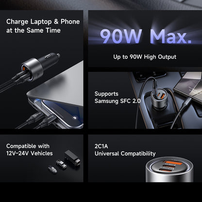 Auto-Ladegerät McDodo CC-3110 Gana, 90W, 3A, 1 x USB-A - 2 x USB-C, Schwarz