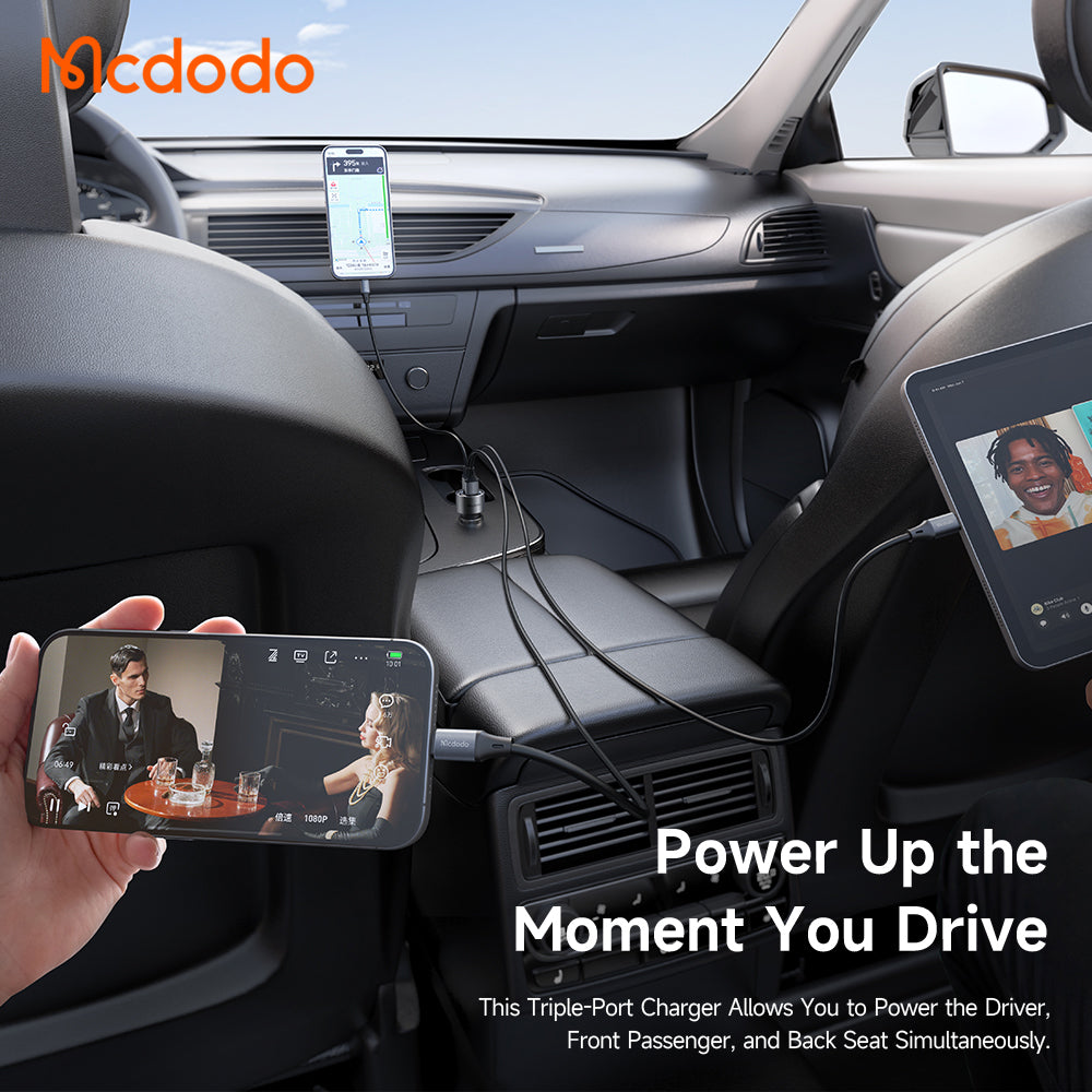 Auto-Ladegerät McDodo CC-3110 Gana, 90W, 3A, 1 x USB-A - 2 x USB-C, Schwarz