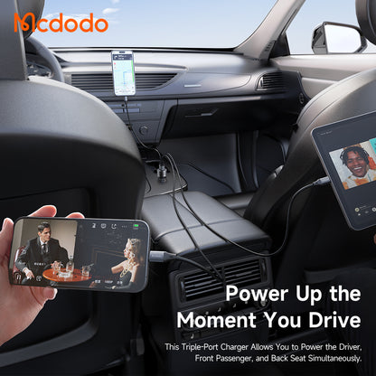 Auto-Ladegerät McDodo CC-3110 Gana, 90W, 3A, 1 x USB-A - 2 x USB-C, Schwarz