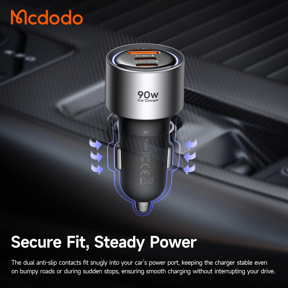 Auto-Ladegerät McDodo CC-3110 Gana, 90W, 3A, 1 x USB-A - 2 x USB-C, Schwarz