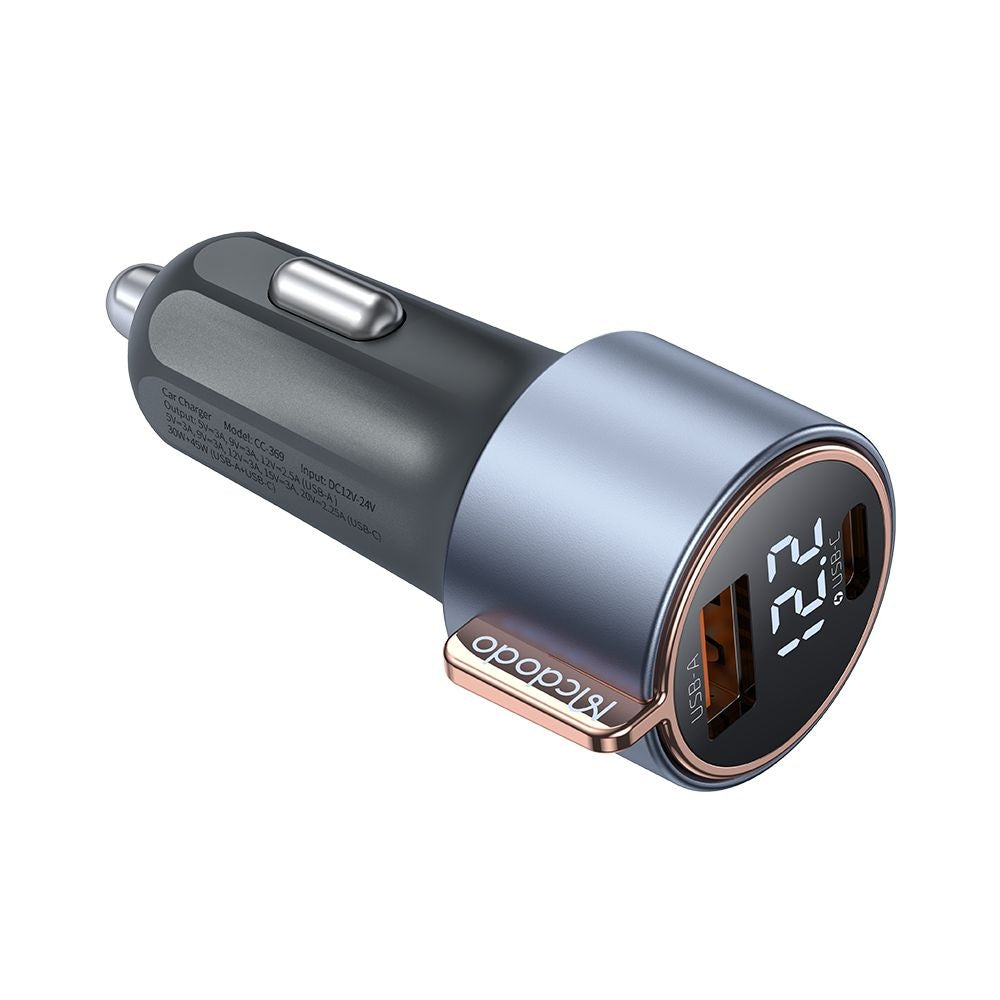 Auto-Ladegerät McDodo CC-3690 Venus Display, 75W, 3A, 1 x USB-A - 1 x USB-C, Schwarz