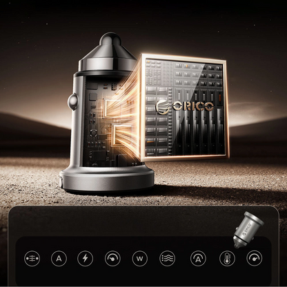 Orico MiniRing Pro Auto-Ladegerät, 45W, 3A, 1 x USB-A - 1 x USB-C, Silber