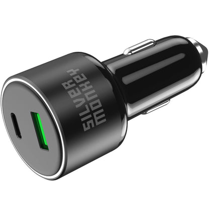 Autoladegerät Silver Monkey SMA014, 100 W, 3 A, 1 x USB-A – 1 x USB-C, Schwarz