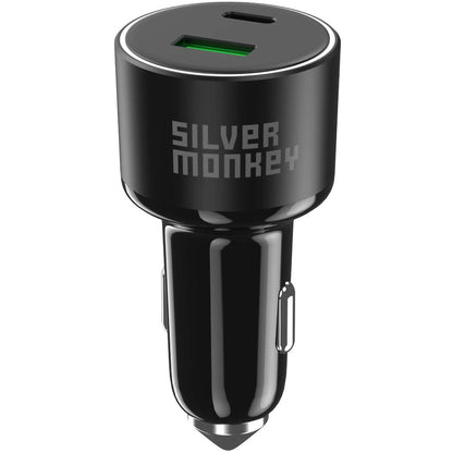 Autoladegerät Silver Monkey SMA014, 100 W, 3 A, 1 x USB-A – 1 x USB-C, Schwarz