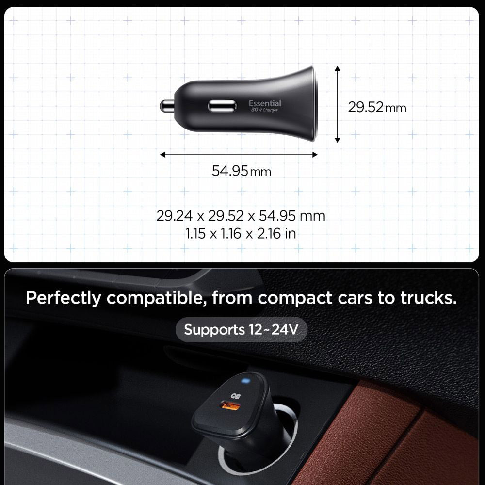 Auto-Ladegerät Spigen EV301 Essential, 30W, 3A, 1 x USB-C, Schwarz