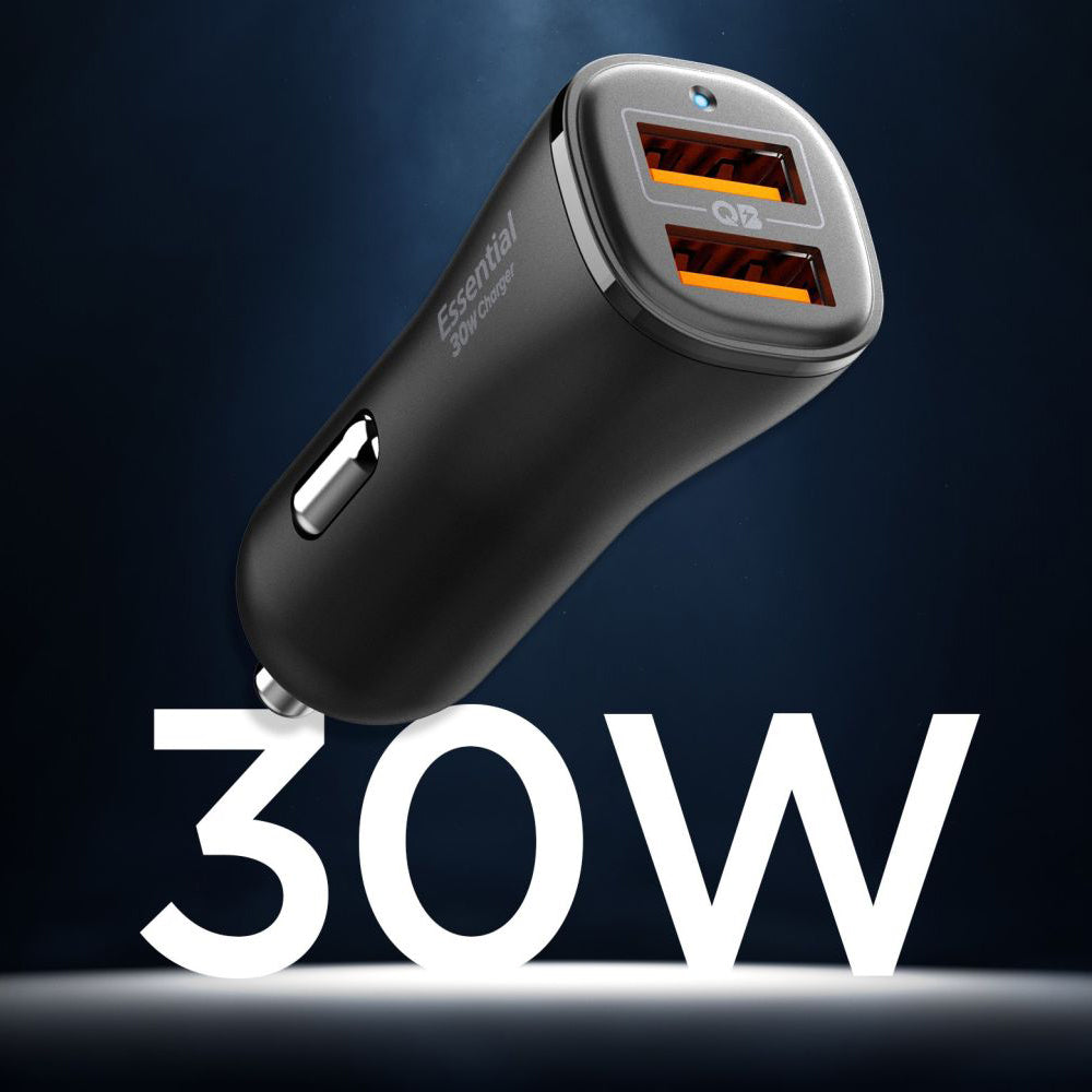 Auto-Ladegerät Spigen EV302 Essential, 30W, 3A, 2 x USB-A, Schwarz