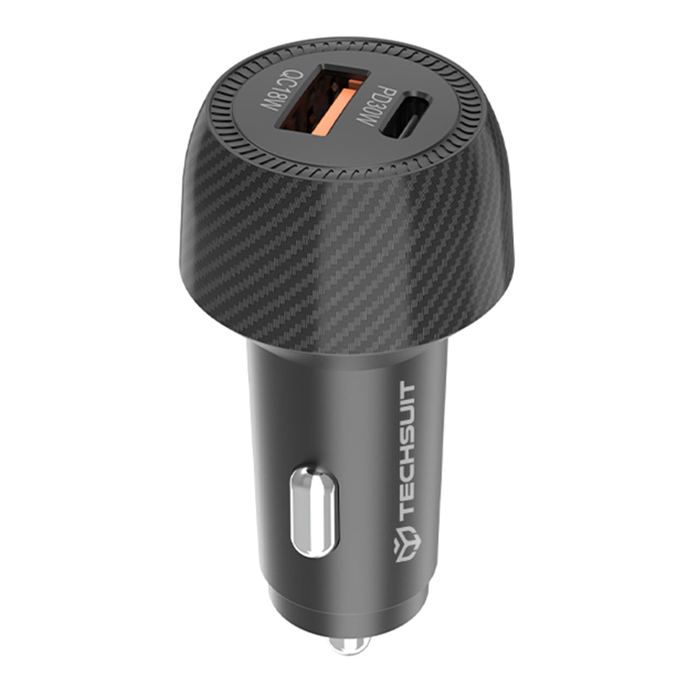 Auto-Ladegerät Techsuit C7 CarbonVolt, 48W, 3A, 1 x USB-A - 1 x USB-C, Schwarz
