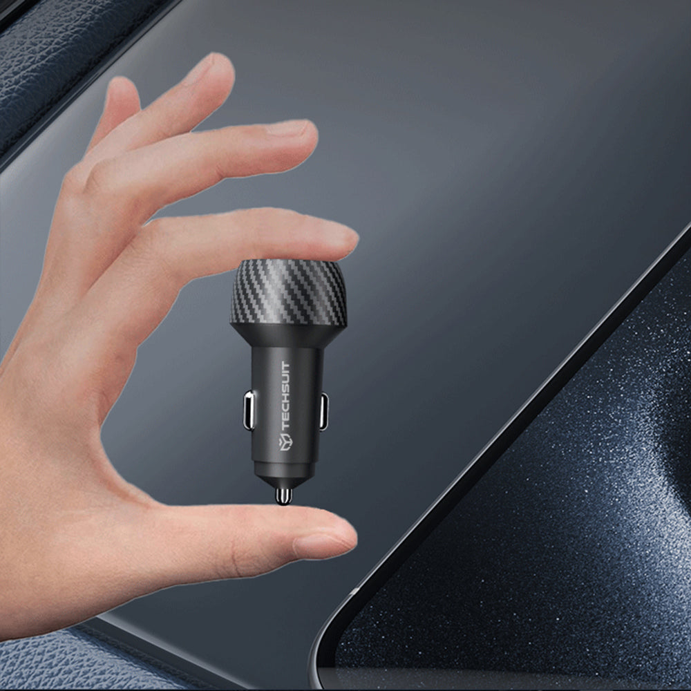 Auto-Ladegerät Techsuit C7 CarbonVolt, 48W, 3A, 1 x USB-A - 1 x USB-C, Schwarz