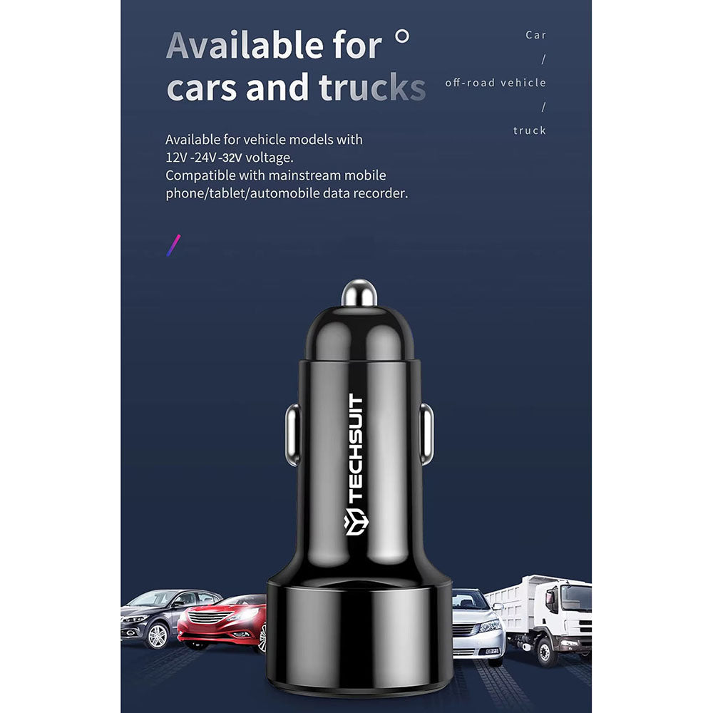 Auto-Ladegerät Techsuit TE-P31 Premium, 48W, 3A, 1 x USB-A - 1 x USB-C, Schwarz