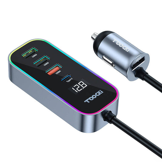 Toocki Autoladegerät 4A+1C, 105W, 3A, 1 x USB-C – 4 x USB-A, Schwarz TCC4A 1C-XC0G