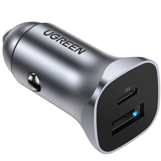 Autoladegerät UGREEN CD130, 30 W, 3 A, 1 x USB-A - 1 x USB-C, Grau