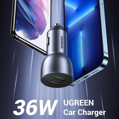 Autoladegerät UGREEN CD213, 36W, 3A, 2 x USB-A, Grau 