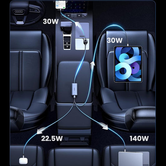 UGREEN EC706 Auto-Ladegerät, 150W, 5A, 1 x USB-A - 3 x USB-C, Schwarz