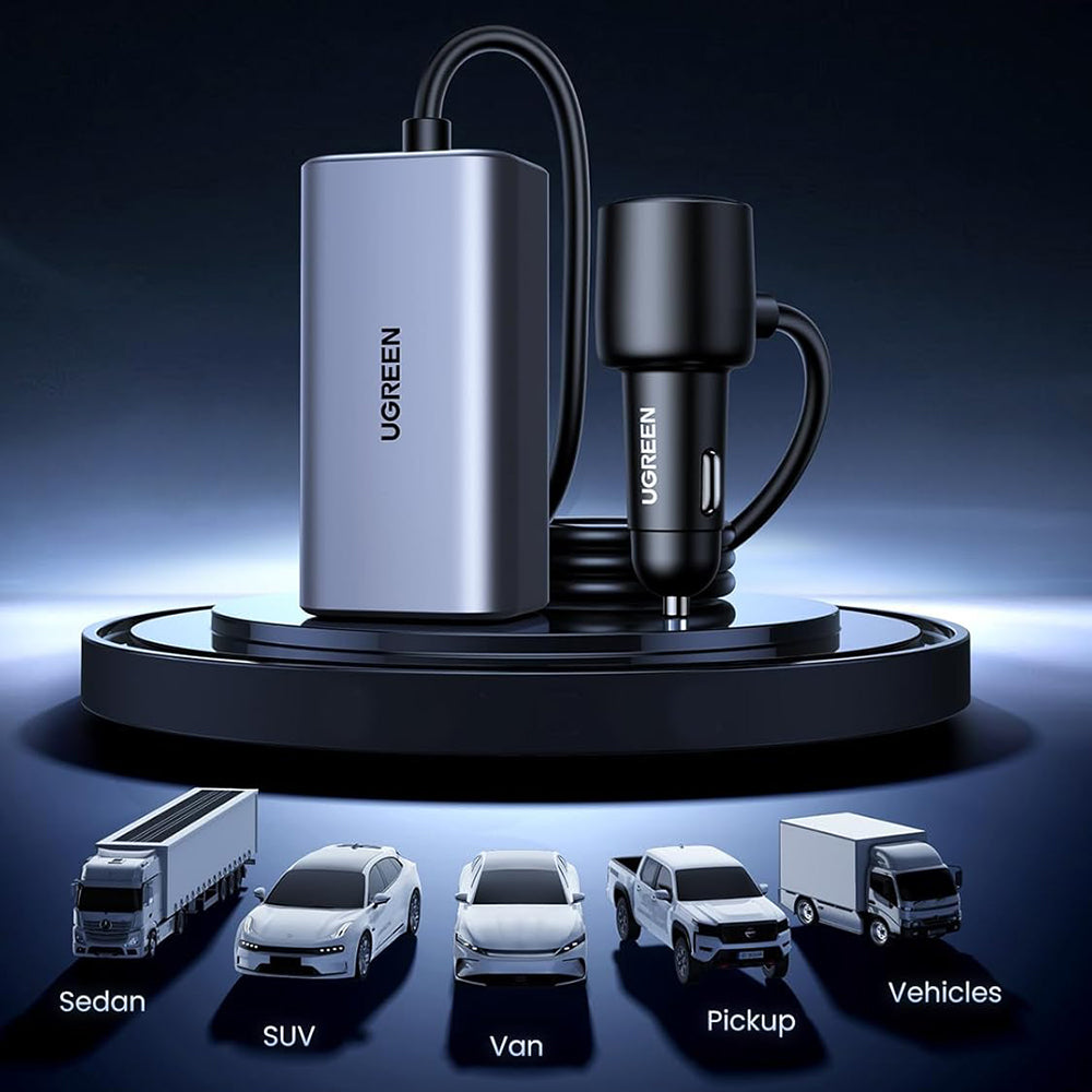 UGREEN EC706 Auto-Ladegerät, 150W, 5A, 1 x USB-A - 3 x USB-C, Schwarz