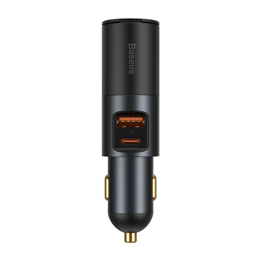 Baseus Share Together Autoladegerät, 120 W, 3 A, 1 x Zigarettenanzünder-Erweiterung – 1 x USB-A – 1 x USB-C, Grau CCBT-C0G