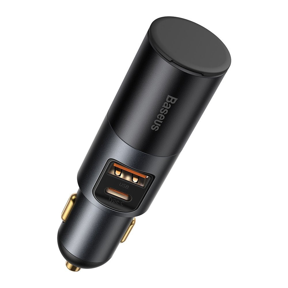 Baseus Share Together Autoladegerät, 120 W, 3 A, 1 x Zigarettenanzünder-Erweiterung – 1 x USB-A – 1 x USB-C, Grau CCBT-C0G