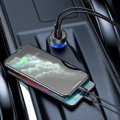 Baseus Autoladegerät, 63 W, 5 A, 1 x USB-A – 1 x USB-C, Silber CCKX-C0A