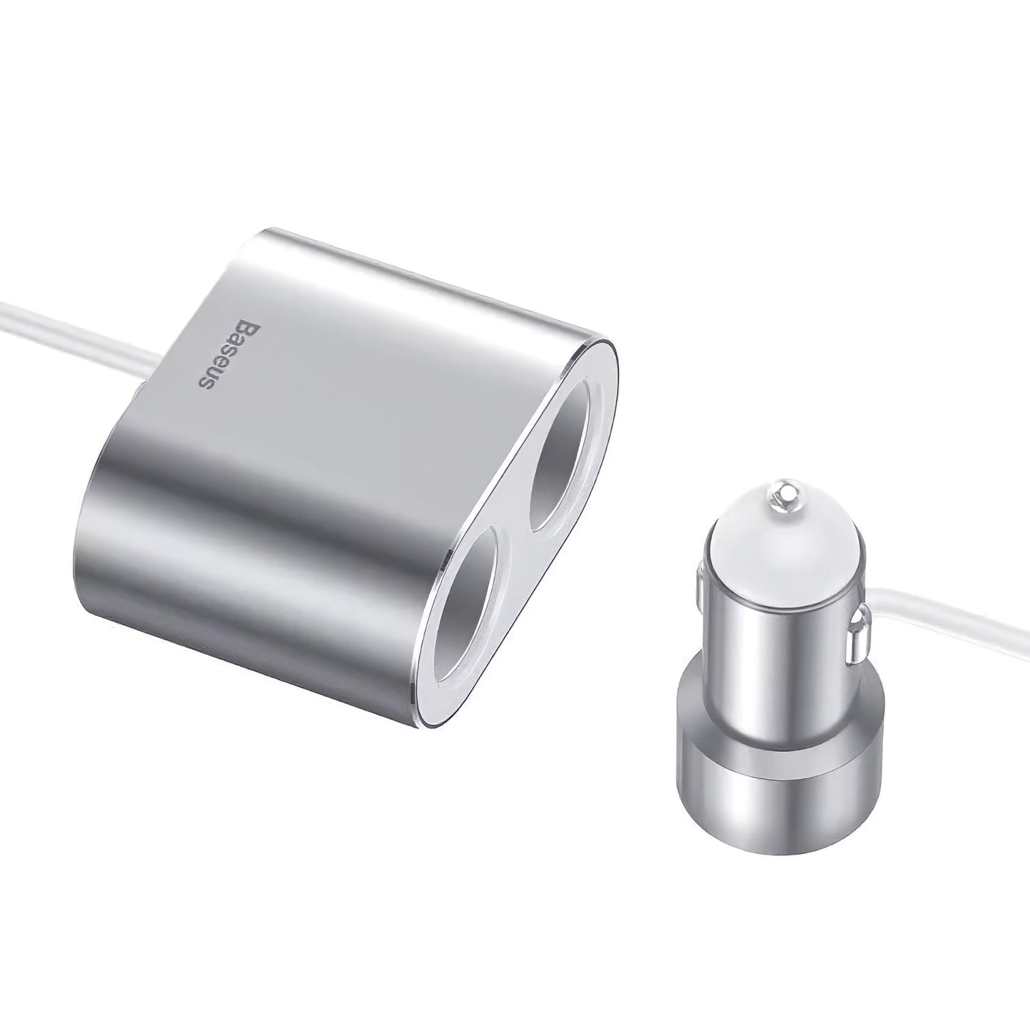 Baseus Hocheffizientes Autoladegerät, 95 W, 2,1 A, 2 x Zigarettenanzünder-Erweiterung – 2 x USB-A, Silber CRDYQ-0S