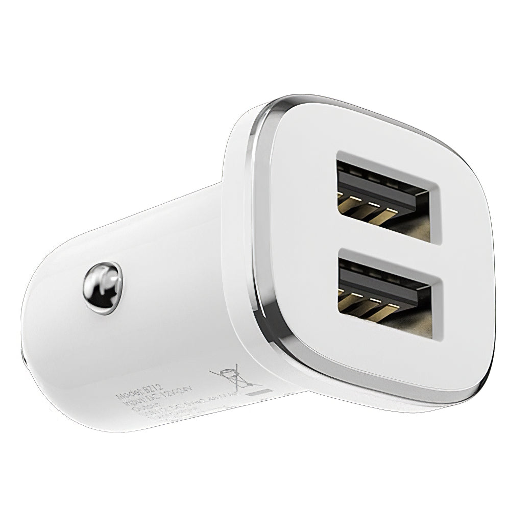 Borofone BZ12 Autoladegerät, 12 W, 2,4 A, 2 x USB-A, Weiß