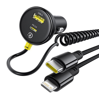 Auto-Ladegerät mit USB-C / Lightning-Kabel Baseus Circular, 60W, 3A, 1 x USB-A - 1 x USB-C, Schwarz C00035902121-00