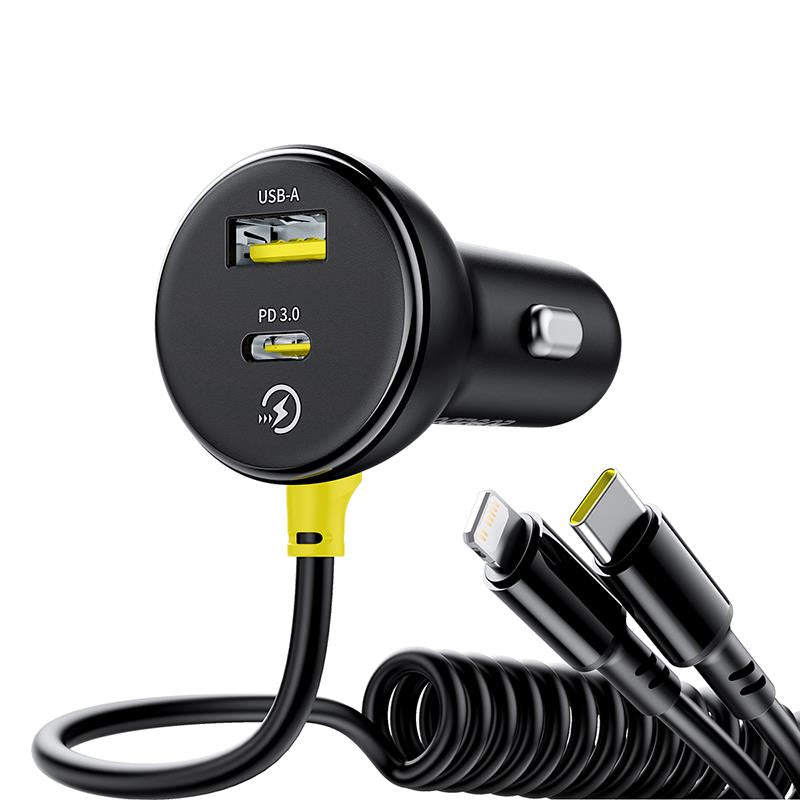 Auto-Ladegerät mit USB-C / Lightning-Kabel Baseus Circular, 60W, 3A, 1 x USB-A - 1 x USB-C, Schwarz C00035902121-00