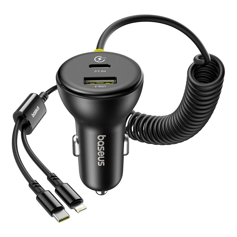 Auto-Ladegerät mit USB-C / Lightning-Kabel Baseus Circular, 60W, 3A, 1 x USB-A - 1 x USB-C, Schwarz C00035902121-00
