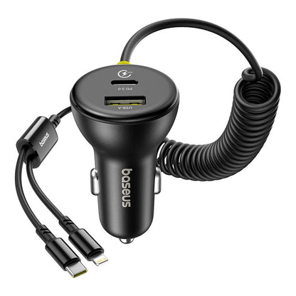 Auto-Ladegerät mit USB-C / Lightning-Kabel Baseus Circular, 60W, 3A, 1 x USB-A - 1 x USB-C, Schwarz C00035902121-00