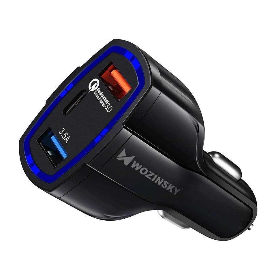 WZK WCC-01 Autoladegerät, 36 W, 3,5 A, 1 x USB-C – 2 x USB-A, Schwarz