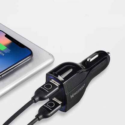 WZK WCC-01 Autoladegerät, 36 W, 3,5 A, 1 x USB-C – 2 x USB-A, Schwarz