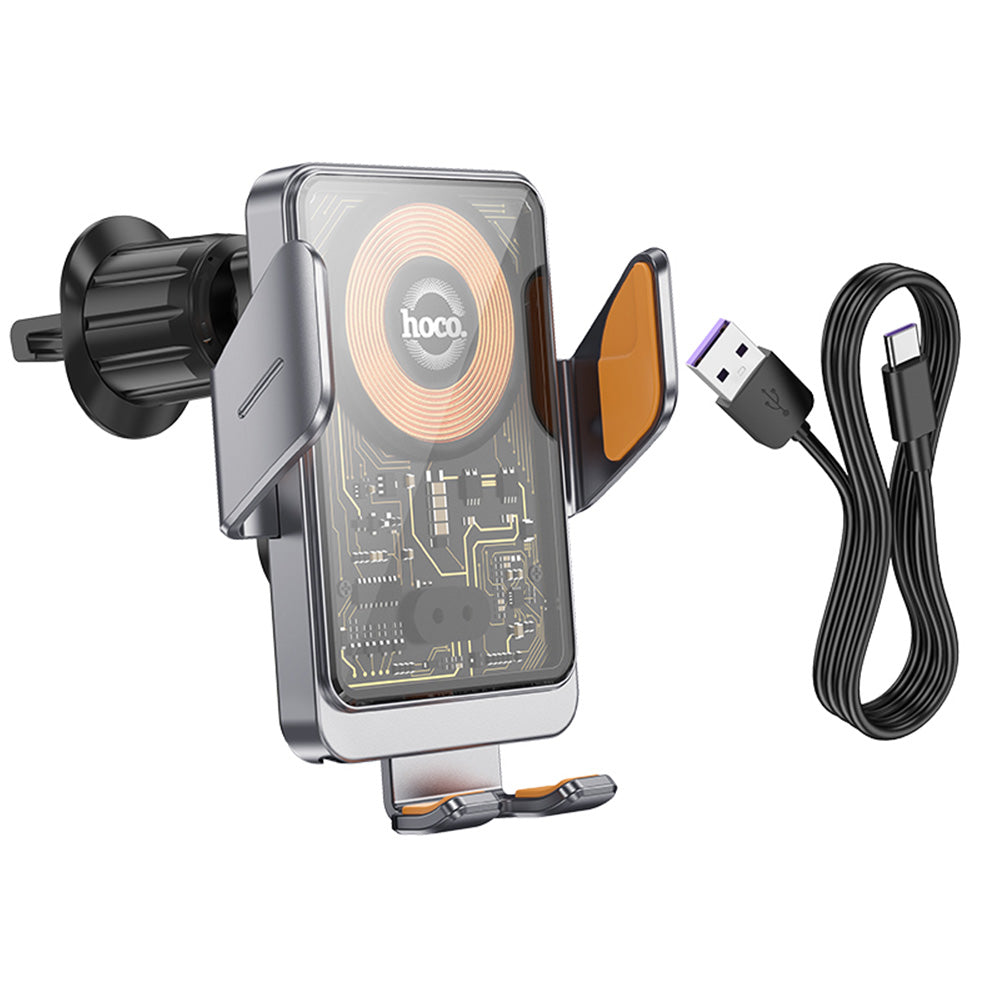 HOCO HW7 Wireless Car Charger, 15W, 1.67A, Black