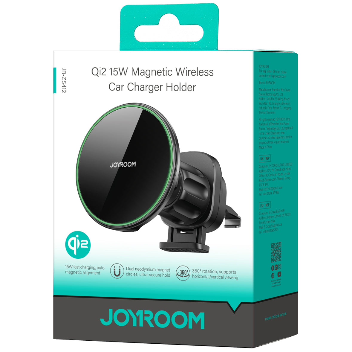 Joyroom JR-ZS412 Wireless Car Charger, 15W, 1.67A, Black